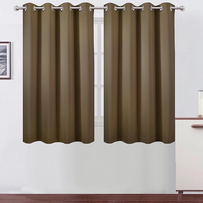 LEMOMO Brown Thermal Blackout Curtains/52 x 54 Inch/Set of 2 Panels Room by Lemomo