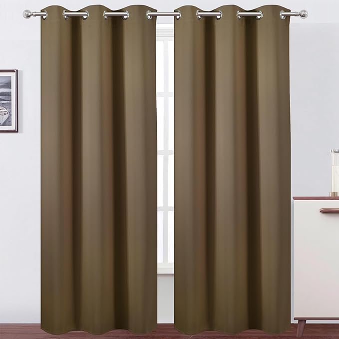 LEMOMO Brown Thermal Blackout Curtains/42 x 95 Inch/Set of 2 Panels Room by Lemomo