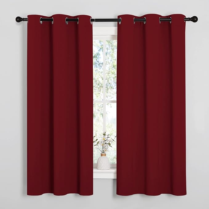 NICETOWN Burgundy Red Blackout Curtains 48 inches Length by NICETOWN