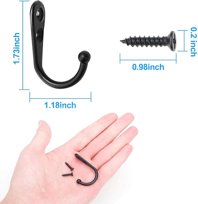 ZAYBOD 25 Pcs Black Wall Mounted Coat Hooks, Hanger Hook - Image 7