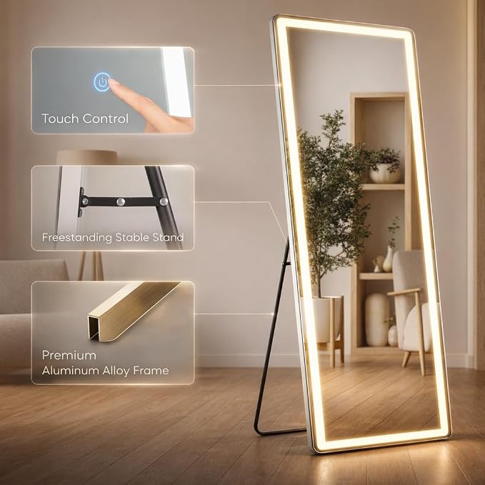 Full Length Mirror with Lights, Full Body Dressing Standing Mirrors with - Image 5