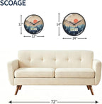 12" Silent Non-Ticking Wall Clock, Mid-Century Modern Wilderness Sunset - Image 2