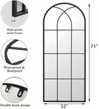 Dewfig 71"x32" Arched Window pane Full Length Mirror, Wall Mirror, Floor - Image 7