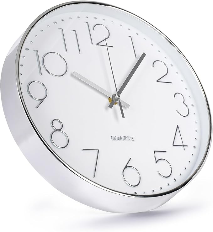 Wall Clock 12 Inch Non-Ticking Silent Modern Simple Style Round Decor Clock - Image 2