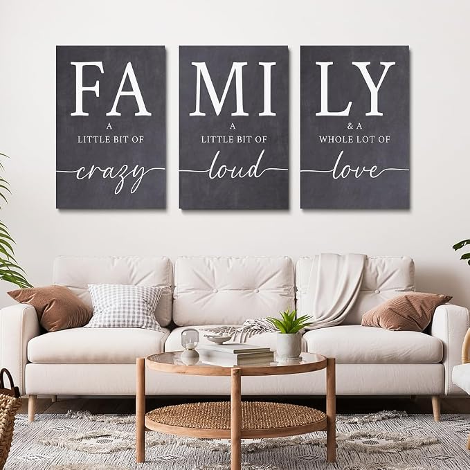 GUBIYU Gray Family Wall Art Set of 3 20"X28" Modern Farmhouse Decor - Image 3