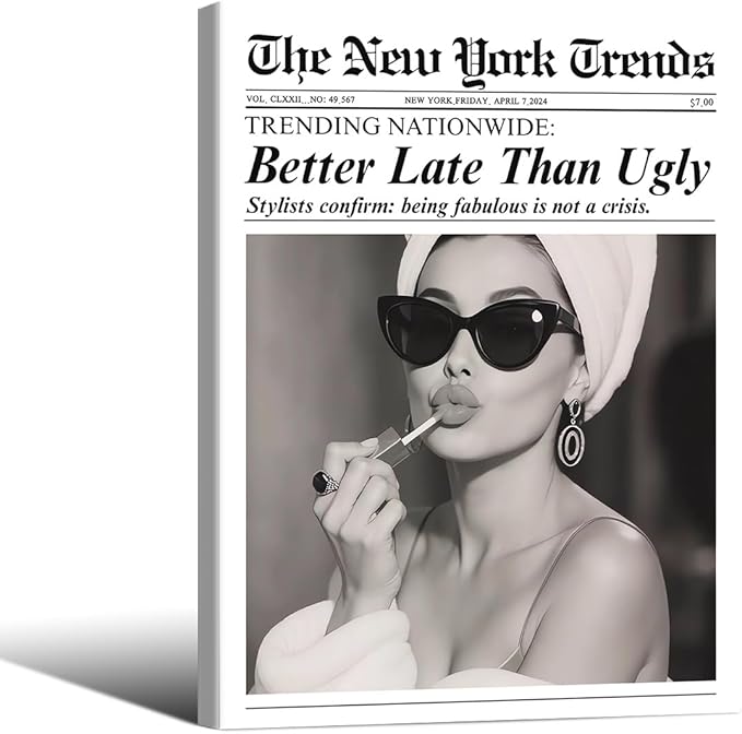 FuSatisYilife Trendy Newspaper Framed Posters Better Late Than Ugly Wall Art by FuSatisYilife