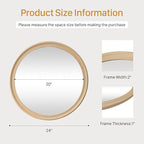 CULER Round Wall Mirrors 24 Inch, Natural Rustic Decorative Transitional Mirror - Image 7