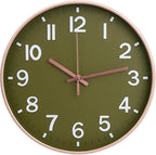 Wall Clock 12Inch Olive Green Modern Simple Quartz Decorative Clock Non-Ticking by BAKBRAND