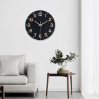 HZDHCLH Wall Clock 12 Inch Silent Non Ticking Wood Battery Operated Black - Image 9