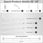 2 Pack Curtain Rods 36-88 Inch, 1 Inch Adjustable Heavy Duty Room Darkening - Image 7