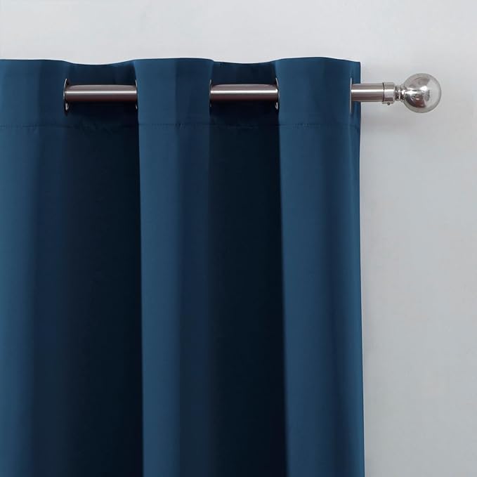 LEMOMO Blackout Curtains 66 x 54 Inch Long Navy Blue Curtains Set of 2 Panels - Image 6