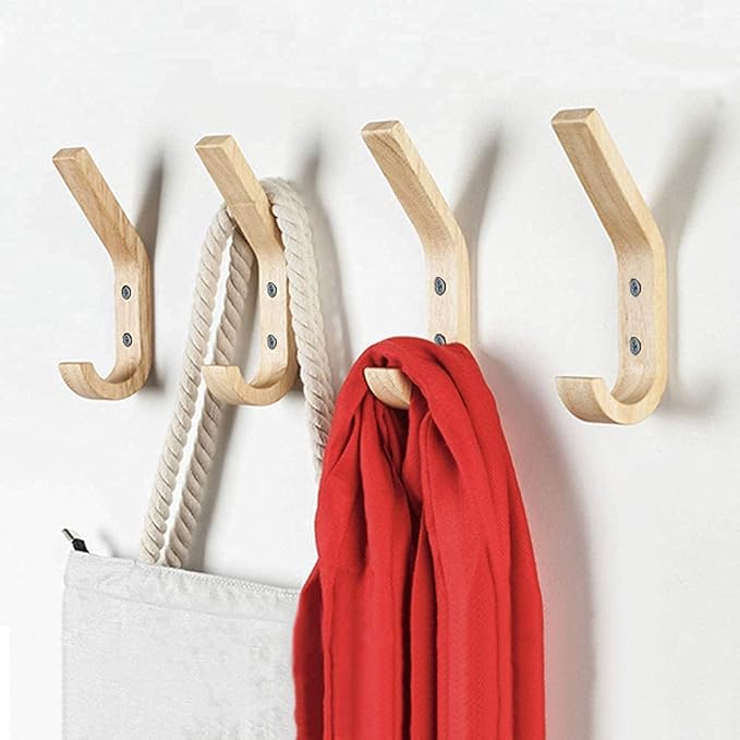 Wooden Coat Hooks Wall Hooks, Natural Oak Wood Hooks Decorative Vintage Wood - Image 4