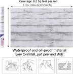 Arthome 11 x 100 inches White Gray, Peel and Stick Wallpaper, Wood Contact Paper - Image 7