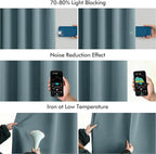 MIULEE Greyish Blue Back Tab Blackout Curtains 72 Inches Long 2 Panels Set - Image 5