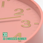 Wall Clock 12 Inch Pink Modern Simple Quartz Decorative Clock Non-Ticking - Image 6