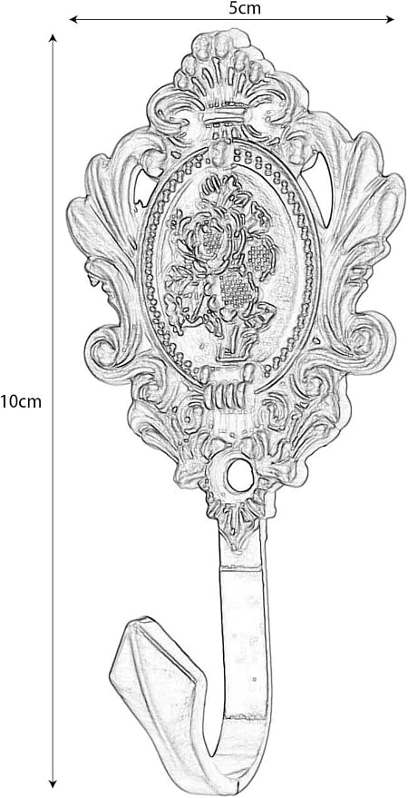 4Pcs Curtain Tiebacks Hook Vintage Bronze Rose Pattern Carved Wall Hooks Key - Image 3