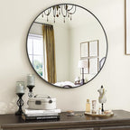 VooBang Black Round Bathroom Mirror, 20 inch Circle Wall Mounted Hanging Mirror by VooBang