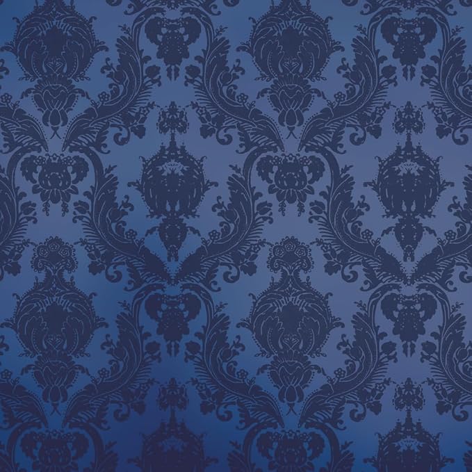 Tempaper Textured Metallic Blue Damsel Removable Peel and Stick Damask Wallpaper by TempaperCo