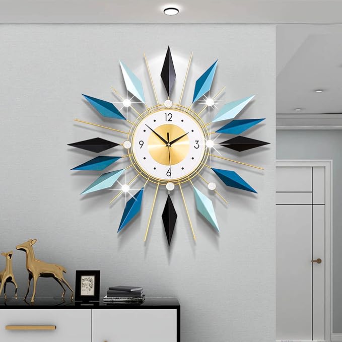 Large Metal Decorative Wall Clocks Silent Non-Ticking, 3D Modern Art Clock Home - Image 8