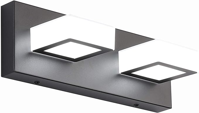 Ralbay 2 Lights Black Modern Bathroom Vanity Light Acrylic LED Modern Black by RalbayLighting