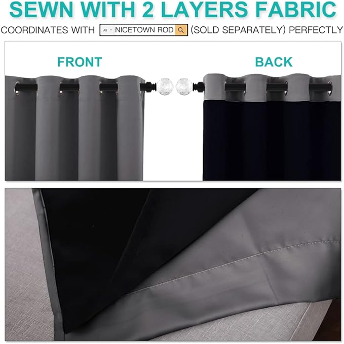 NICETOWN Total Shade Curtains and Draperies, Heavy-Duty Full Light Shading - Image 4