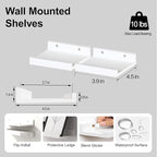 Small White Floating Shelves for Wall Decor, Wall Mounted Wood Shelf for Bedroom - Image 3