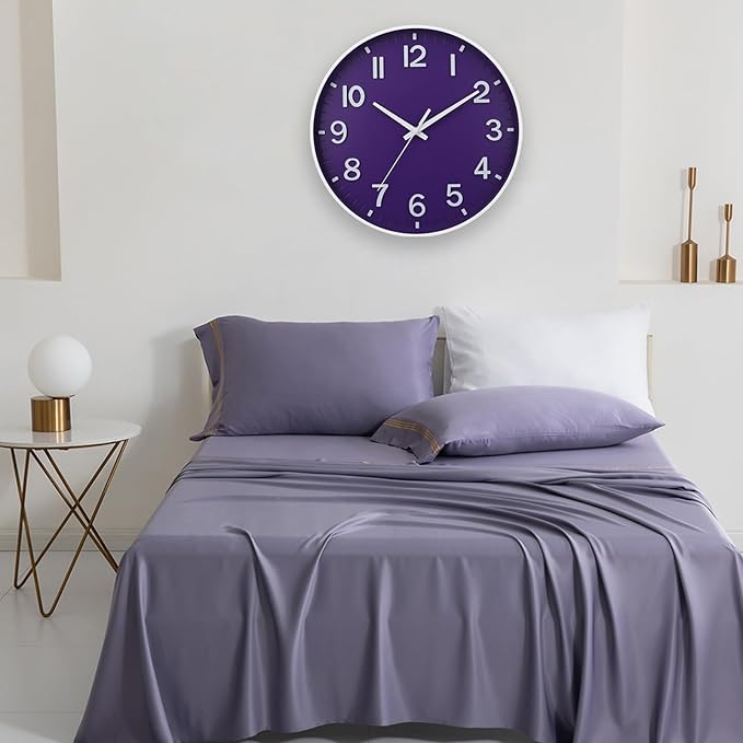 HZDHCLH Purple Wall Clocks Battery Operated, 12 inch Silent Non Ticking Modern - Image 4