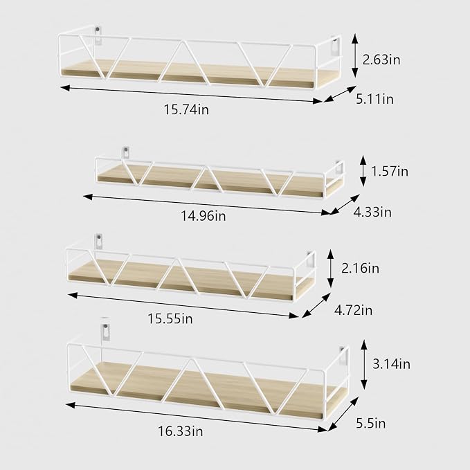 Amaoot Floating Shelves Set of 3, Home Wood Wall Shelf, Farmhouse Shelf - Image 3