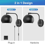 VATONI Plug in Wall Sconces, Dimmable Wall Sconce Swing Arm Wall Lights - Image 7
