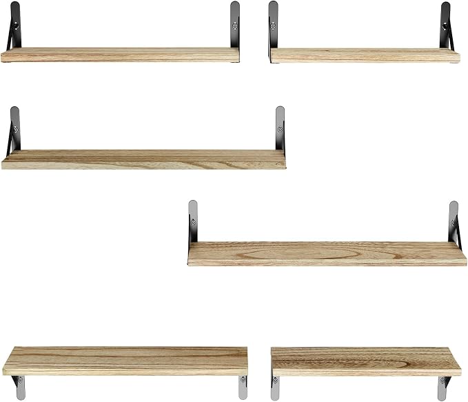 AMADA HOMEFURNISHING Long Wall Shelves, Rustic Farmhouse Style, Wood Floating - Image 8