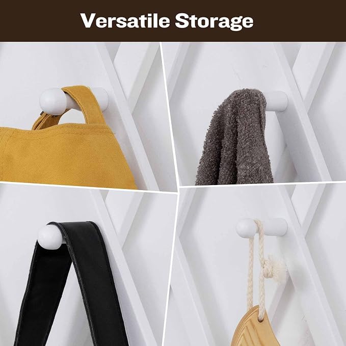 SCUNDA Wall Rack with 20 Hooks, Wooden Wall Expandable Coat Rack - Image 3