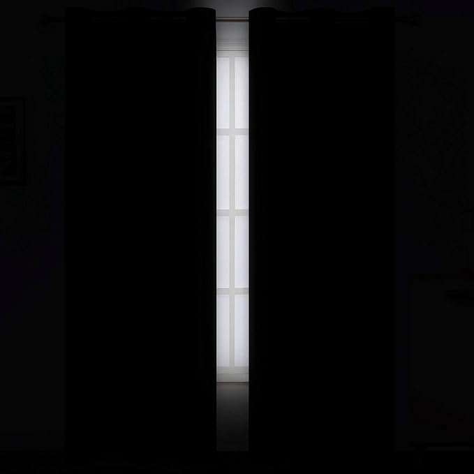 LEMOMO Black Thermal Blackout Curtains/38 x 84 Inch/Set of 2 Panels Room - Image 3