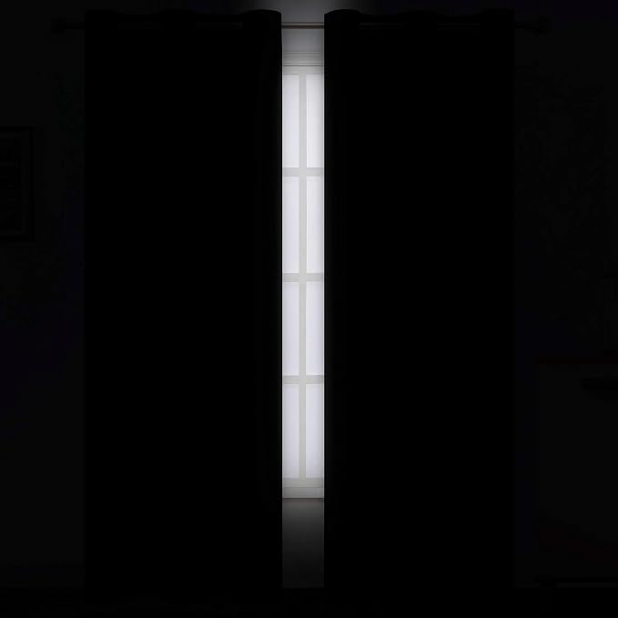 LEMOMO Black Thermal Blackout Curtains/42 x 95 Inch/Set of 2 Panels Room - Image 3
