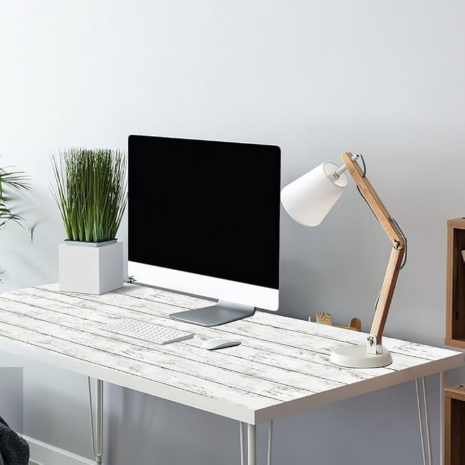 Arthome35.4 x 120 inches White Gray, Peel and Stick Wallpaper, Wood Contact - Image 2