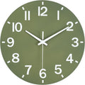 HZDHCLH Wall Clock 10 Inch Silent Non Ticking Wood Battery Operated Green by HZDHCLH