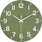 HZDHCLH Wall Clock 10 Inch Silent Non Ticking Wood Battery Operated Green by HZDHCLH