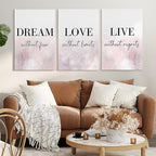 GUBIYU Love Decor for Bedroom Dream Live Quotes Posters Prints Set of 3 Pink - Image 5