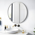 SCWF-GZ 24" Round Mirror Circle Wall Mounted Hanging or Against Wall Aluminum - Image 9