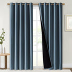 NICETOWN 100% Blackout Window Curtain Panels, Smoky Blue, 2 Pieces, Cold and by NICETOWN