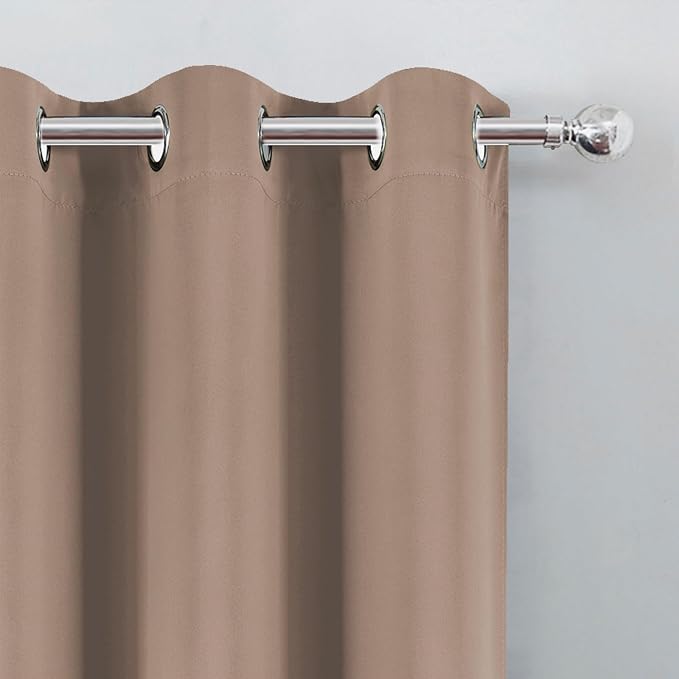 LEMOMO Blackout Curtains 52 x 90 Inch Long Cappuccino Curtains Set of 2 Panels - Image 6
