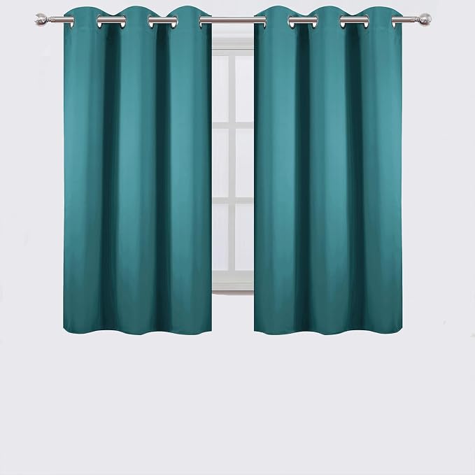 LEMOMO Sea Teal Blackout Curtains 42 x 54 Inch Length Set of 2 Panels Grommet - Image 2