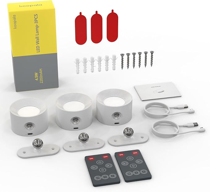 Koopala 3PACK Rechargeable LED Wall Sconce, Cordless Battery - Image 7