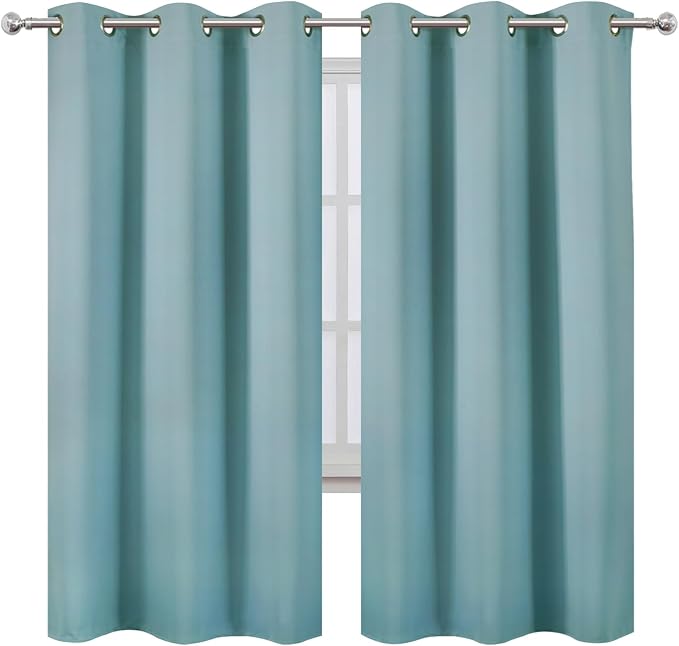 LEMOMO Stone Blue Thermal Blackout Curtains/42 x 72 Inch/Set of 2 Panels Room - Image 2
