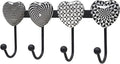 Coat Rack Wall Mounted with 4 Hooks, Heart Geometric Pattern Decorative Wall by BanllisDinoFunandSpaceAdventures