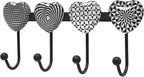 Coat Rack Wall Mounted with 4 Hooks, Heart Geometric Pattern Decorative Wall by BanllisDinoFunandSpaceAdventures