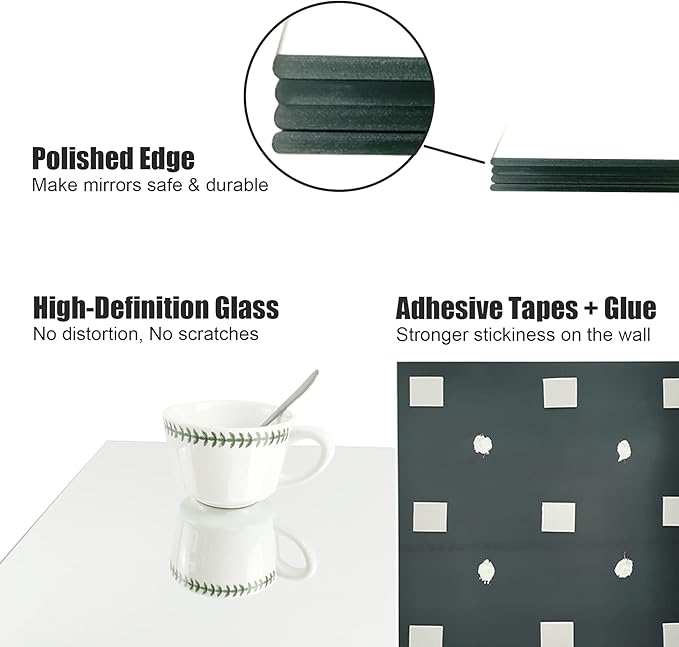 TRAHOME Home Gym Mirror Tiles for Wall, Living Room, Over The Door - Image 5
