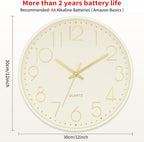 Foxtop Modern Wall Clock Silent Non Ticking Battery Operated Quartz Round Wall - Image 2
