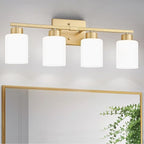 FonmYim Gold Bathroom Light Fixtures, 4-Light Modern Vanity Light Over Mirror by FonmYim