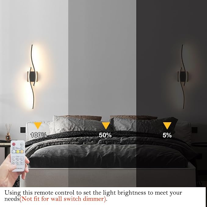 Daunton Modern Hardwired Wall Sconce Set of 2, LED Black Wall Light - Image 7