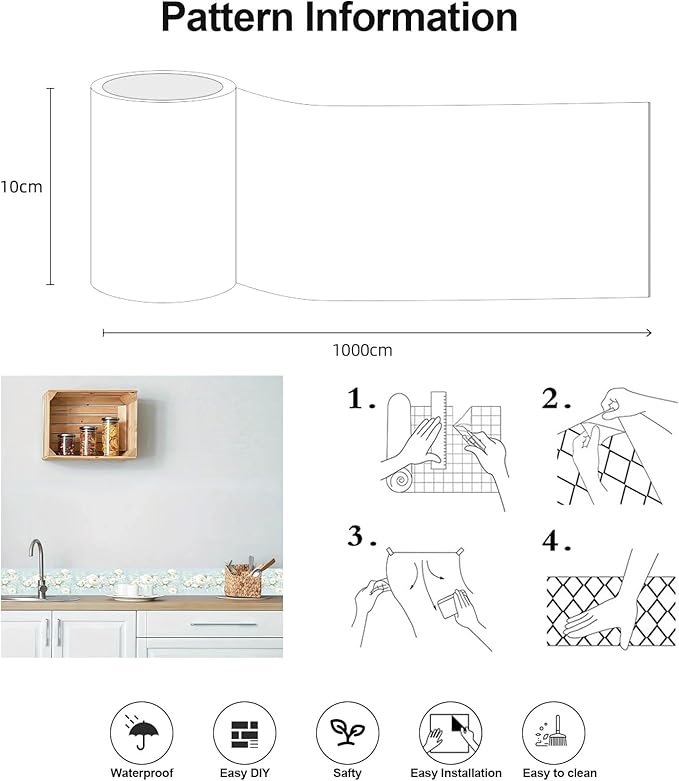 3D Floral Wallpaper Border White Peony Peel and Stick Light Blue Wall Border - Image 6